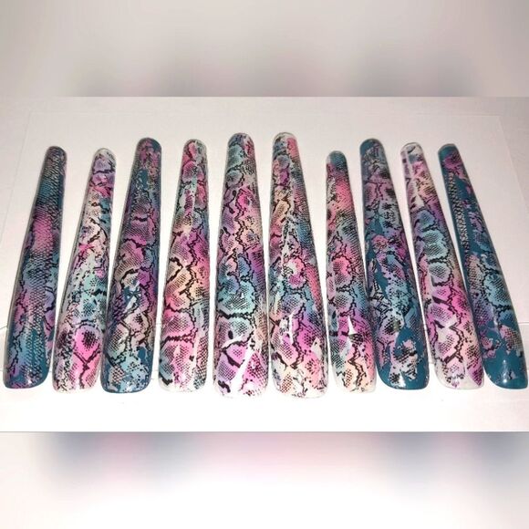 Hand crafted custom print 10pc 3xl acrylic press on nails sz Small - Picture 4 of 8